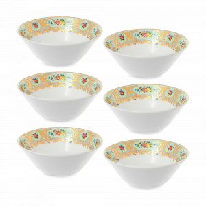 Набор из 6-ти порционных салатников Seladon Gold, 14 см, фарфор, оливковый, декор, серия Constanza Vienna, FALKENPORZELLAN, Германия, Наборы фарфоровых салатников