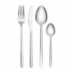 Набор столовых приборов на 6 персон, 24 предмета, нержавеющая сталь 18/0, серебристый глянец, серия Pure, LIBERTY JONES, Китай, Подарочные столовые приборы