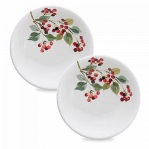 Набор из 2-х суповых тарелок, 21 см, керамика, белый, декор, серия Autunno, NUOVA CER, Италия, Тарелки суповые белые