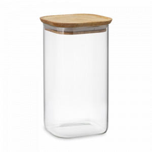 Банка для хранения, 1.4 л, боросиликатное стекло, акация, прозрачный, серия Glass Acacia, SMART SOLUTIONS, Китай, Емкости для хранения сыпучих продуктов