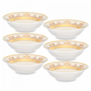 Набор из 6-ти порционных салатников Cream Gold, 14 см, фарфор, кремовый, золотой, серия Constanza Saphir, FALKENPORZELLAN, Германия, Скидка до -30% на фарфор FALKENPORZELLAN