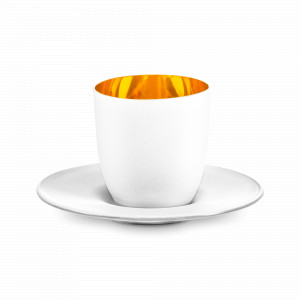 Чашка кофейная с блюдцем 100 мл, цвет-белый/золото, ручная работа, серия Cosmo, EISCH, Германия, EISCH (Германия)