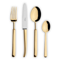 Набор столовых приборов на 12 персон, 72 предмета, золотистый, серия Carre, CUTIPOL, Португалия