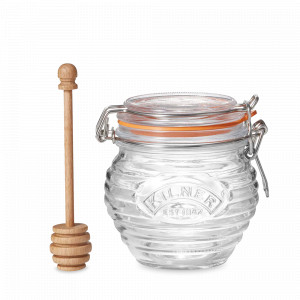 Банка для меда с деревянной ложкой, 400 мл, стекло, бук, серия Clip Top, KILNER, Великобритания, KILNER (Великобритания)
