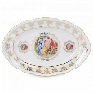 Блюдо овальное Мадонна, 38 см, фарфор, перламутр, серия Мария-Тереза, REPAST, Чехия, Мария-Тереза REPAST