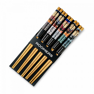 Набор из 5-ти пар палочек для еды, 22.5 см, бамбук, бежевый, декор, ROOMERS TABLEWARE, Нидерланды, Палочки для суши