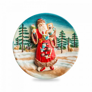 Тарелка настенная «Дед Мороз с подарками», 20 см, керамика, декор, LAMART, Италия, LAMART (Италия)
