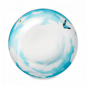 Тарелка суповая , 20,5 см, костяной фарфор, белый, голубой, серия Prati Italiani, TAITU, Италия, Фарфоровые тарелки для супа