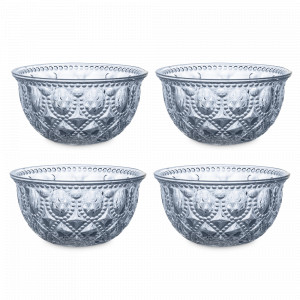 Набор из 4-х порционных салатников, 400 мл, 13 см, стекло, голубой, серия Dubai, WD Lifestyle, Италия, Стеклянные салатники