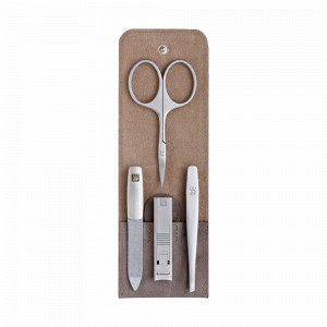 Набор маникюрный в кожаном футляре, цвет серо-бежевый, 4 предмета, Twinox, ZWILLING J.A. HENCKELS, Германия, Домашний маникюрный набор