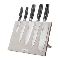 Набор кухонных ножей, 5 штук, на магнитной подставке ComposeEat (белая), серия RAN, YAXELL, Япония, 