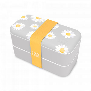 Ланч-бокс MB Original daisy, 19 х 10 см, пластик, серый, желтый, MONBENTO, Франция, MONBENTO (Франция)
