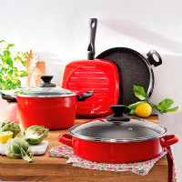 Кастрюля высокая с крышкой, 24 см, 5.5 л, сталь, стеклоэмаль, красный, серия Cerise Pierre, VITRINOR, Испания_00809030049226263711.jpg