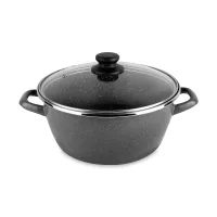 Кастрюля с крышкой, 22 см, 2,9 л, сталь, стеклоэмаль, черный, серия K2, VITRINOR, Испания, 
