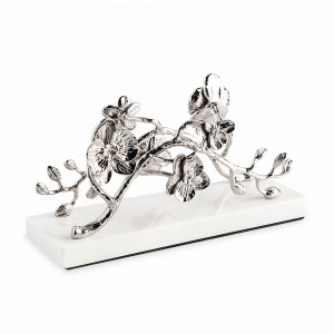 Подставка для салфеток «Белая орхидея», 20 х 7 х 10,8 см, мрамор, нержавеющая сталь, белый, серия White Orchid, MICHAEL ARAM, США, MICHAEL ARAM (США)