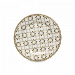 Тарелка закусочная, 19.5 см, фарфор, белый, декор с золотистым кантом, серия Deco, Pozzi Milano 1876, Италия, Фарфоровые тарелки