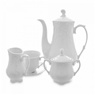 Сервиз кофейный на 6 персон, 15 предметов, фарфор, белый, серия Rococo, REPAST, Чехия, REPAST (Чехия)