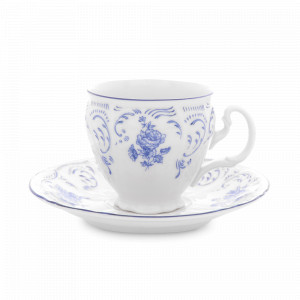Чашка кофейная, 170 мл, фарфор, белый, декор, серия Синие розы, BERNADOTTE, Чехия, НОВИНКИ