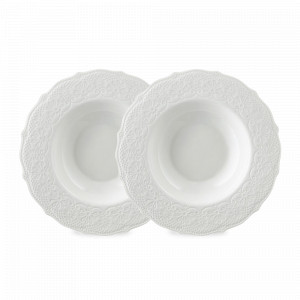 Набор суповых тарелок, 2 предмета, 22 см, фарфор, белый, серия Tracery, LIBERTY JONES, Россия, Тарелки суповые белые