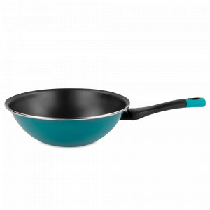 Сковорода -вок, 28 см, сталь, стеклоэмаль, бирюзовый, серия Lotus, VITRINOR, Испания, Воки