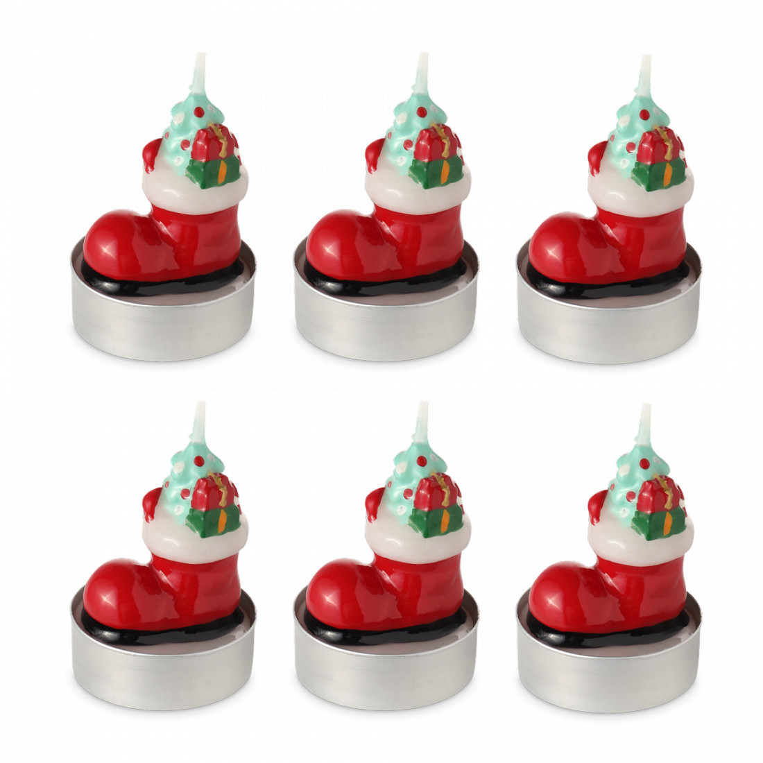 Набор из 6-ти декоративных свечей Festive stocking, парафин, красный, серия New Year Essential, TKANO, Китай