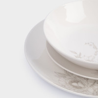 Сервиз обеденный на 6 персон Бежевые цветы, 18 предметов, фарфор, белый, декор, серия Lorenzo, ANNA LAFARG, Китай_00822650035006588578.jpg