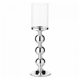 Подсвечник для интерьерной свечи Bamboo, 44 см, для свечи 8 см, нержавеющая сталь, стекло, посеребрение, EDZARD, Германия, Подсвечники и канделябры