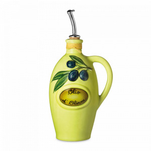 Бутылка для масла Verde Mela, 750 мл, керамика, белый, декор, серия Oliera Classiche, NUOVA CER, Италия, NUOVA CER (Италия)