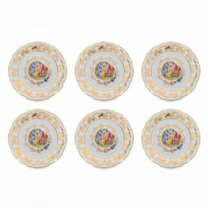 Набор из 6-ти десертных тарелок Мадонна, 17 см, фарфор, перламутр, серия Мария-Тереза, REPAST, Чехия, Тарелки REPAST