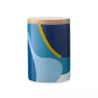 Банка для хранения, 275 мл, фарфор, бамбук, синий с авторским принтом, серия Freak Fruit, TKANO, Россия, 