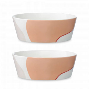 Набор салатников, 2 предмета, 16 см, фарфор, бежевый с авторским принтом, серия Freak Fruit, TKANO, Россия, Наборы тарелок для кухни