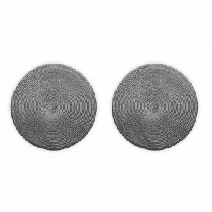 Набор из 2-х подстановочных круглых салфеток, 38 см, полиэстер, серебристый, серия Fiesta, WO HOME, Германия, Салфетки подстановочные