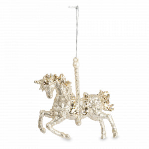Украшение новогоднее - подвес Лошадь, 13 х 12 см, пластик, красная, шампань, серия New Year, ANNA LAFARG, Китай, Скидка до -20% на бренд ANNA LAFARG