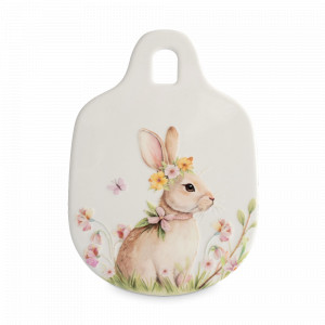Подставка под горячее, 15 х 21 см, керамика, пробка, белый, декор, серия Flower Rabbit, ANNA LAFARG, Китай, Flower Rabbit ANNA LAFARG