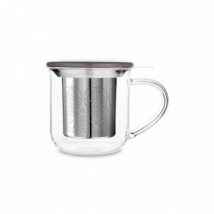Кружка с ситечком и крышкой, 400 мл, боросиликатное стекло, нержавеющая сталь, серия Minima, VIVA Scandinavia, Дания, Кружки с крышкой