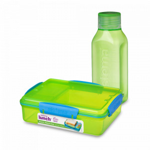 Набор из контейнера и бутылки, пластик, зеленый, серия Lunch, SISTEMA, Новая Зеландия, SISTEMA (Новая Зеландия)