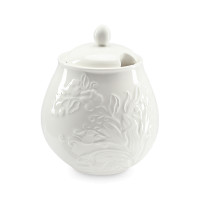 Сахарница с крышкой, 10 х 13 см, фарфор, белый, рельеф, серия English gardens, LIBERTY JONES, Китай