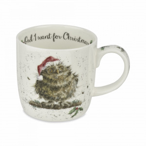 Кружка «Забавная фауна Рождественская совушка», объем: 310 мл, материал: костяной фарфор, цвет: декор, серия Wrendale Designs, ROYAL WORCESTER, Великобритания, ROYAL WORCESTER (Великобритания)