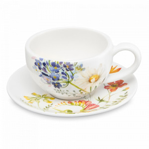 Пара чайная, 320 мл, керамика, белый, декор, серия Полевые цветы, DECOR DE TABLE, Россия, Чайные пары