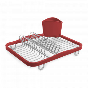 Сушилка для посуды Sinkin, материал: пластик, нержавеющая сталь, размер: 13 х 35,5 х 27,3 см, цвет: красный, никель, UMBRA, Канада, UMBRA (Канада)