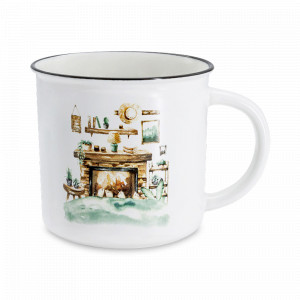 Кружка Домашний очаг, 380 мл, фарфор, белый, декор, серия Идиллия, HOME &amp; STYLE, Китай, HOME & STYLE (Италия)