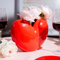 Ваза для цветов, 15.5 см, керамика, красный, серия Love, DOIY, Испания_00819740048710452670.jpg