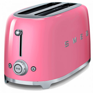 Тостер на 4 хлебца, нержавеющая сталь, пластик, 21,5 x 39,4 x 20,8 см, розовый, SMEG, Италия, SMEG (Италия)