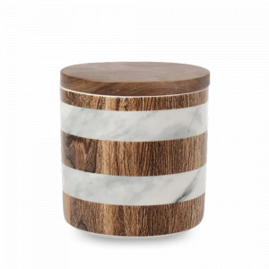 Банка для сыпучих продуктов, 700 мл, фарфор, дерево, серия Wood &amp; Marble, HOME &amp; STYLE, Китай, Банки для продуктов