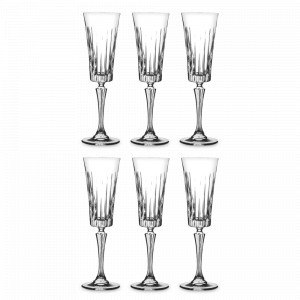 Набор из 6-ти бокалов для шампанского, 210 мл, хрустальное стекло, серия Timeless, RCR, Италия, Timeless RCR