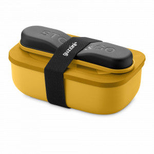 Набор из ланч-бокса и приборов, 20 х 12 см, полипропилен, нержавеющая сталь, желтый, серия Store Go, GUZZINI, Италия, Ланч-боксы и контейнеры GUZZINI