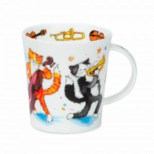 Кружка «Коты музыканты», 320 мл, костяной фарфор, декор, серия Lomond, DUNOON, Великобритания, Белые кружки