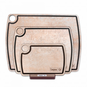 Набор из 3-х разделочных досок на подставке, в подарочной коробке, композитный материал, порфир кремовый, серия Fashion, ComposeEat, Россия, Разделочные доски