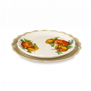 Набор из 2-х обеденных тарелок, 26 см, керамика, белый, декор, серия Mercato della Terra, NUOVA CER, Италия, Наборы тарелок для кухни