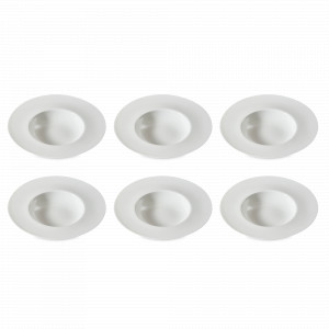 Набор из 6-ти суповых тарелок, 24.6 см, костяной фарфор, белый, серия Плиссе, DECOR DE TABLE, Россия, Тарелки глубокие белые